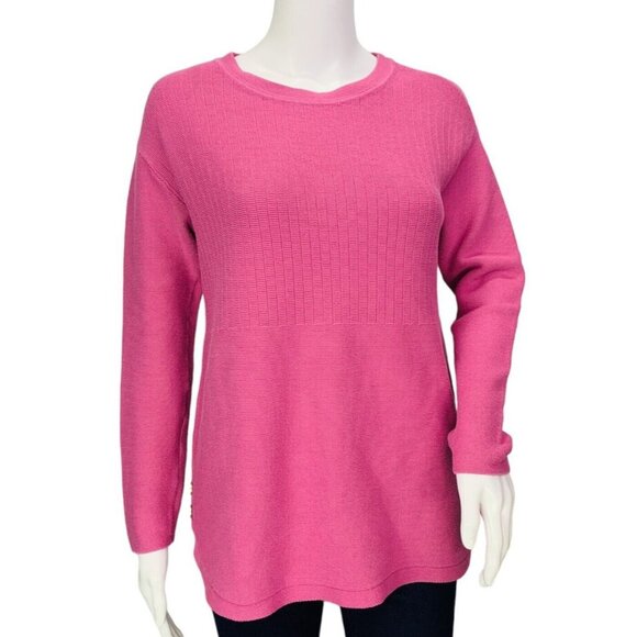 Talbots Womens Button Detail Sweater Mixed Stitch Pink Long Sleeve Size S - Picture 2 of 14